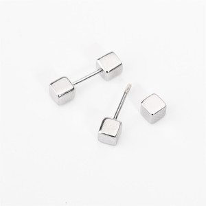 S925 Sterling Silver Square <b>Stud</b> Earrings 4Mm Geometric Minimalist Design <b>For</b> Daily Wear <b>Men</b> Women - Product Image 1