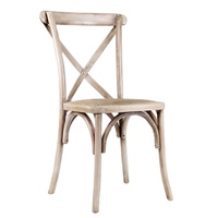 Chaises de salle à manger empilables en bois vieilli avec dossier en X
