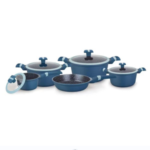 Juego de ollas y sartenes antiadherentes UCC LIFE con revestimiento de granito, 9 piezas, con tapas, para cocinar en casa - Product Image 2