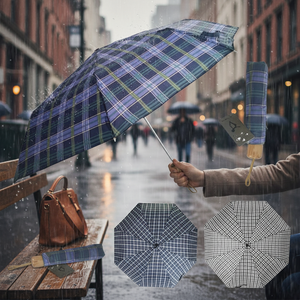 <b>Automatic</b> 38" Short Transparent Three-Folding <b>Umbrella</b> with Long Handle 60PCS/CS Semi-<b>Automatic</b> Open Model 78940 - Product Image 3