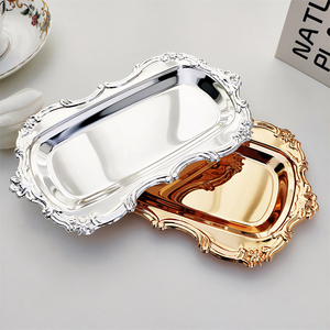 Plateau de service en relief vintage-Plateau à dessert et à collation | Organisateur de rangement de bijoux | Décor de table à manger - Product Image 3