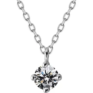 Summer Collection 925 Sterling Silver Single Clear CZ Zircon Wedding Necklaces & Pendants Women Girls Fashion Jewelry