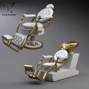 Wholesale King Shadow Salon Furniture Hairdressing Chairs Golden Hydraulic Barber Chair Reclining Saloon Hair Cutting Chair