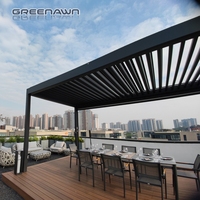 Pergola motorisée à lames orientables Greenawn en aluminium, imperméable, en métal, pour jardin, pergola de luxe moderne pour extérieur