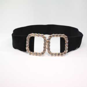 เข็มขัดผู้หญิงแบบสวมมีหัวเข็มขัดมุก ยืดหยุ่นได้ สไตล์ Y2K กรอบโลหะผสมชุบเคลือบ - Product Image 1