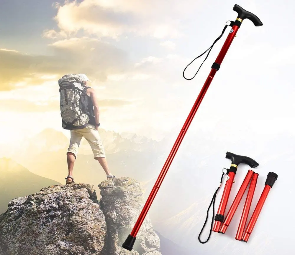 FY fashion telescopische baton Wandelen trekking poles Aluminium Metal Inklapbare Cane krukken Non Slip Rubber canes