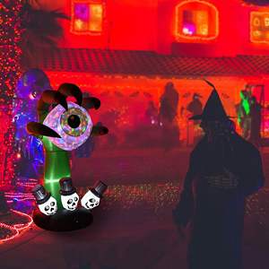 ตัวละครฮาโลวีนเป่าลมขนาด 6 ฟุต สีเขียว สำหรับตกแต่งงานปาร์ตี้กลางแจ้ง พร้อมเครื่องเป่าลม ติดตั้งง่าย เหมาะสำหรับตกแต่งสวน - Product Image 4