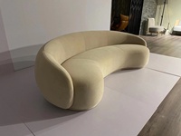 Modernes Nordisches Wohnzimmer-Lounge-Möbel Samt 3-Sitzer-Sofa Bouclé-Stoff Halbmond C-Form Gebogenes Couch-Sofa-Set