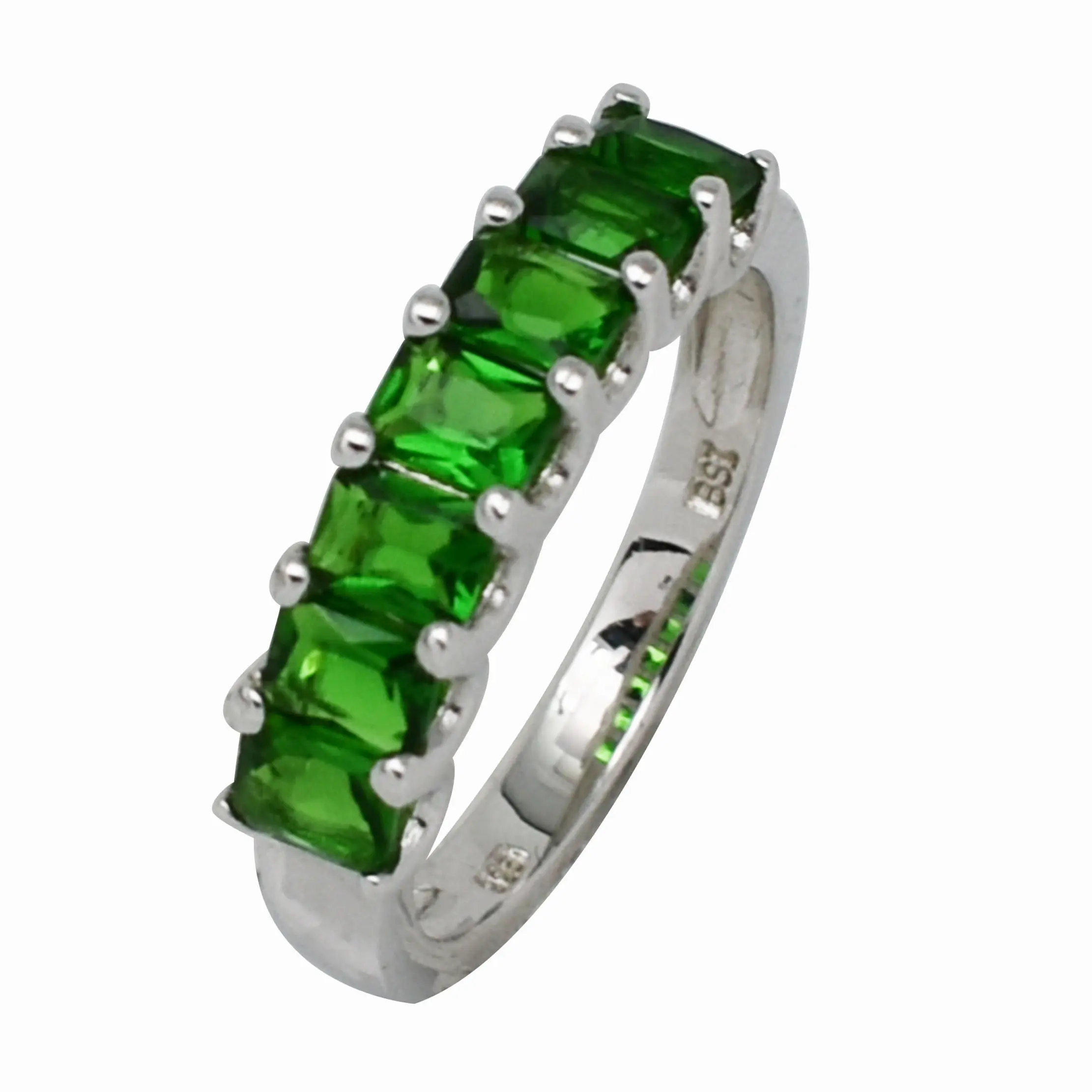 Chất lượng cao Emerald Octagon Shape đá quý tự nhiên 925 sterling Silver Ring cho phụ nữ
