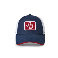 Gorra Trucker de Malla Azul y Blanca Ajustable de 5 Paneles con Parche Bordado y Visera Curva para Uso Casual al Aire Libre