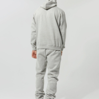 Setelan Sweatshirt Hoodie Pria Biru Dongker Ukuran Oversize Bahan Fleece dengan Cetakan Huruf, Tracksuit Kasual dengan Saku untuk Musim Gugur
