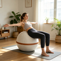 Ballon de yoga en lin avec sangle en cuir, anti-éclatement, pour l'entraînement de base à domicile et la musculation du tronc