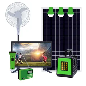 Kamp ev güneş aydınlatma paneli sistemi kitleri Mini Dc taşınabilir güneş enerjisi istasyonu Run 12V DC güneş Tv ve Fan kırsal alanlar için