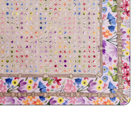 Tapis de table de mahjong antidérapant en cuir carré de 31,5 pouces avec motif de fleurs sauvages colorées pour les amateurs de mahjong américain