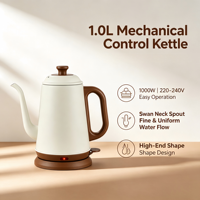 Bouilloire électrique intelligente en acier inoxydable 1,0 L à température variable avec bec col de cygne pour usage hôtelier – Idéale pour café et thé de qualité supérieure