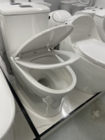 WC monobloc contemporain en céramique, à poser au sol, avec abattant à fermeture douce 360° °   Nettoyant pour Cuvette de Toilettes Économe en Eau