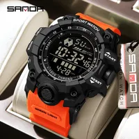Reloj Deportivo SANDA 6229 Unisex con Luz Verde, Resistente al Agua 5BAR, Esfera Grande, Pantalla Digital, Multifuncional, Correa de Goma, ABS