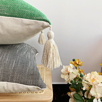 Housse de coussin décorative 100 % polyester avec pompons pour canapé, housse de coussin lombaire douce et décorative NLS14796