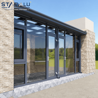 Véranda à toit rétractable avec système coulissant en aluminium pour terrasse extérieure, restaurant, café, adaptée aux conditions météorologiques saisonnières