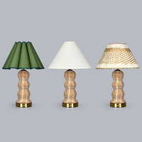 Lampe de table LED moderne à capteur tactile, abat-jour en rotin, support en bambou, lumière rechargeable sans fil personnalisée, intérieur/extérieur