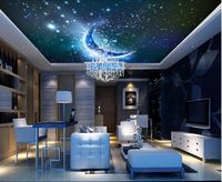 Magnifique fresque murale amovible pour plafond, ciel étoilé et lune, style fantastique