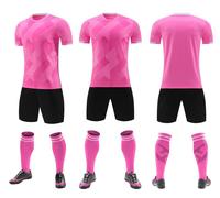 Ensemble de maillots de football personnalisés 100% polyester à manches courtes, col en V, séchage rapide, pour entraînement d'équipe adulte