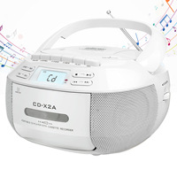 Reproductor de CD Portátil con Radio FM, Reproductor de MP3, Reproductor de Casetes, Alta Fidelidad, con Botones, Control Remoto, Potencia de Salida de 2W