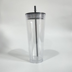 24oz clear Double Wall <b>Plastic</b> Snow Globe Tumbler Pre Drilled Bottom Snowglobe Water <b>Cup</b> with Ctraw for Vinyl - Product Image 4