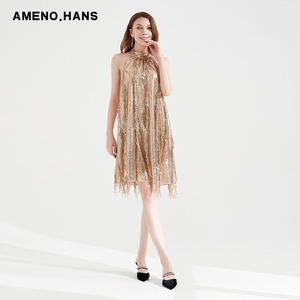 Robe de soirée dorée, à paillettes, pour femmes, tenue de bal, de fête - Product Image 6