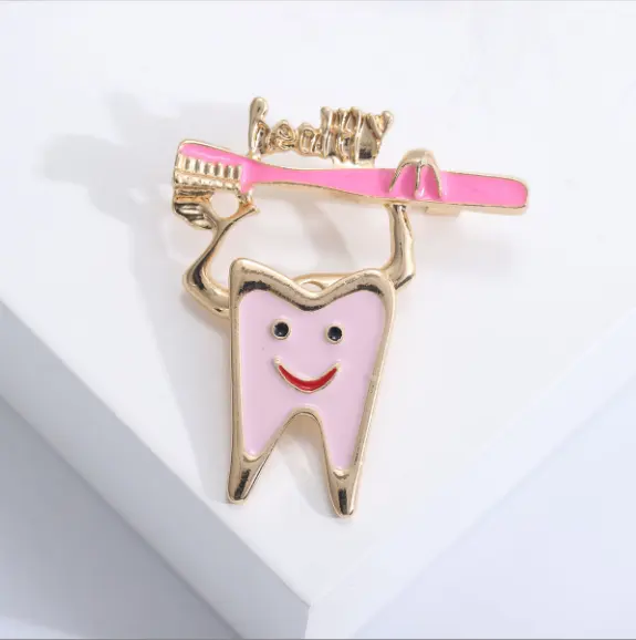 Custom Logo Enamel Lapel Pins Sets Cartoon Enamel Human Teeth Medical Brooches Tooth Brooch Pin