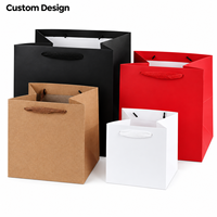 Sacs cadeaux en papier kraft personnalisés, sacs de shopping carrés avec poignées pour l'emballage de gâteaux, vente en gros et au détail, directement de l'usine