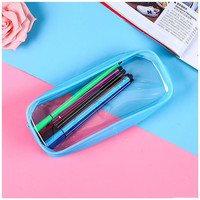 Trousse à crayons en PVC, pochette zippée, étudiants, transparente, imperméable, en plastique PVC, boîte de rangement, étui à stylos, mini