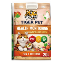 Litière pour chat avec système de surveillance de la santé et changement de couleur réactif au pH pour la détection précoce des urines, haute absorption et contrôle des odeurs