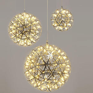 פלדה חתונה מודרנית פלדה סביב נצנוצץ-כדור הוביל נברשת מלון חנות תקרה קישוטי תלייה מנורת תליון - Product Image 6