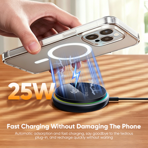Chargeur sans fil universel pour téléphone portable VIDVIE Qi2 25W Chargeur sans fil magnétique double face avec lumière d'ambiance - Product Image 4