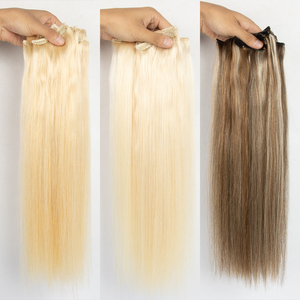 Extensioni per capelli a clip di qualità professionale, 100% Remy europee da un singolo donatore, 7 pezzi, 100g, con doppia trama a macchina, punte piene, aspetto naturale - Product Image 2