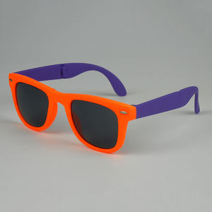 Gafas de sol plegables de marca de diseñador para hombre y mujer, marcos de PC fluorescentes, naranja, morado, azul, rojo, verde, amarillo, UV400, certificado CE - Product Image 1