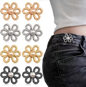 <b>Sets</b> Flower Jeans Button Pant Waist Tightener Adjustable Waist Buckle <b>Sets</b> No <b>Sew</b> And No Tools Detachable Decorative Waist Buckl - Product Image 1