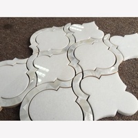 Mosaïque de pierre de marbre en forme de lanterne, de qualité supérieure, moderne, de couleur blanc argenté, pour les murs intérieurs des hôtels, 10 mm
