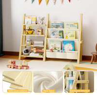 Nouvelle conception de bibliothèque pour enfants en bois écologique et peu encombrante avec quatre niveaux, organisateur de rangement pour jouets, durable et grande capacité