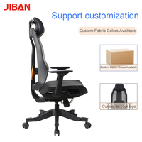 Chaise de bureau ergonomique moderne en maille pour le gaming, avec appui-tête réglable, pivotante et inclinable, noire, pour usage informatique, domestique ou en atelier.