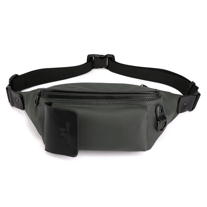 WB054 Fashion sports travel outdoor phone pu pouch waterproof running belt bag men leather fanny pack waist bags