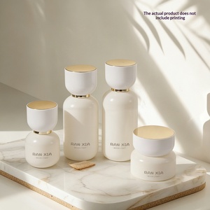 Flacons cylindriques en verre pour cosmétiques, en stock, type pression, vides, pour lotion et sérum, blancs, avec distributeur - Product Image 1