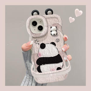 Gran oferta Panda Ear Doll soporte Invisible silicona Wave Edge TPU funda de teléfono para Vivo X50 X60 X70 <span class=keywords><strong>X90</strong></span> X100 S16 S17 S19 S20 - Product Image 3