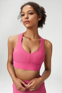 Venta al por mayor de sujetador de los deportes de la correa cruzada espalda Crop Top logotipo personalizado Fitness Yoga desgaste de alto apoyo acanalado Yoga Mujeres Sujetador deportivo para las mujeres - Product Image 2