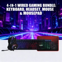 Headset Mousepad Keyboard Gaming berkabel, headphone Set Kombo Keyboard Gaming dengan lampu Laser untuk Pc