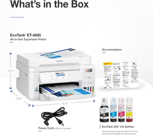 Ep son EcoTank ET-4850 Wireless <b>All</b>-<b>in</b>-<b>One</b> Cartridge-Free Supertank <b>Printer</b> with Scanner, Copier, Fax, ADF and Ethernet - Product Image 4