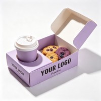 Boîte cadeau personnalisée pour 6 biscuits avec compartiments individuels à fenêtre, boîte d'expédition pour pâtisseries et desserts à emporter avec inserts de séparation