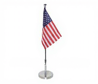 Drapeau de table rectangulaire personnalisé en polyester avec logo, impression numérique, support en acier inoxydable, vente en gros