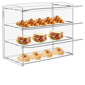 3層-小売商業またはホームパーティー用のカウンタートップクッキーペストリーディスプレイケースアクリルクリアデザートベーカリーディスプレイケースボックス
